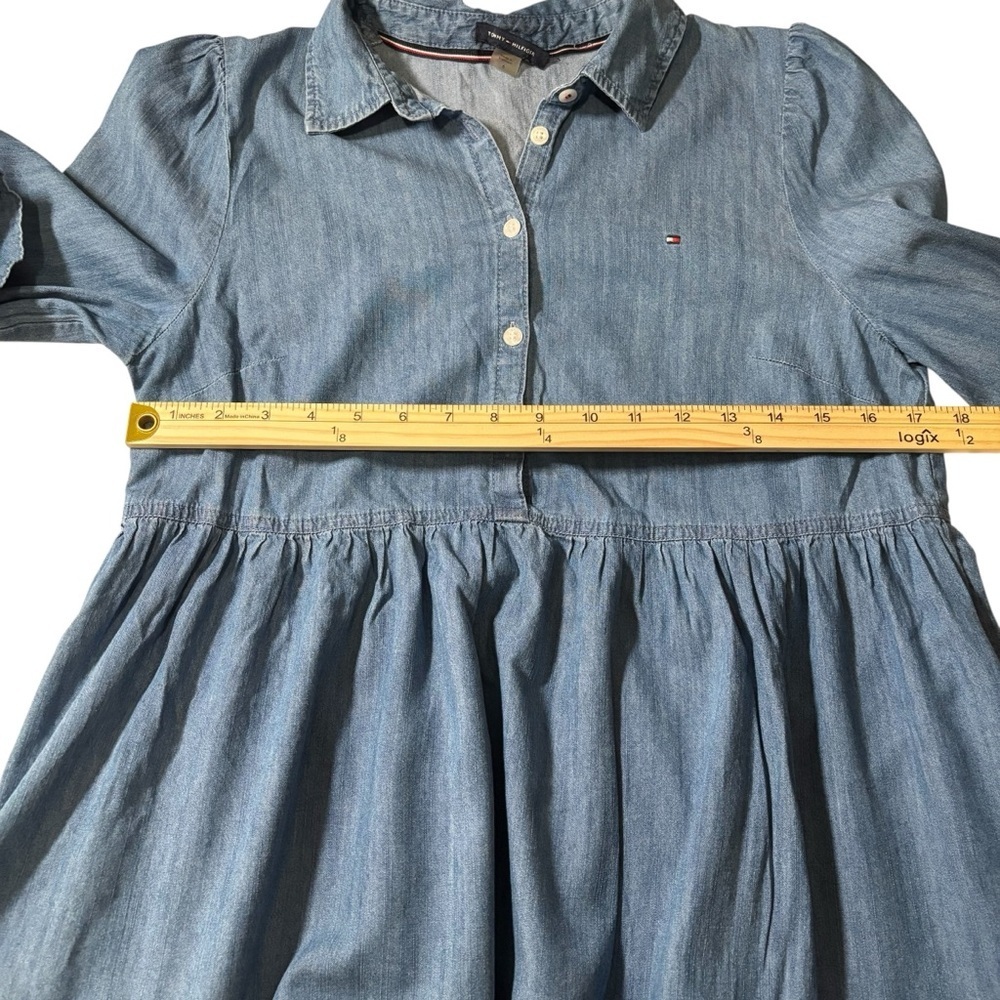 Tommy Hilfiger Tiered Chambray Shirtdress Size 6 Casual Western Boho Cottagecore - Picture 12 of 16